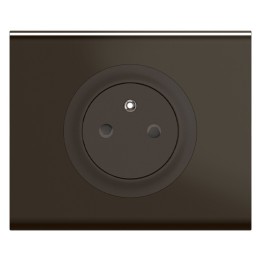 Legrand Céliane - Prise de courant 2P+T noire avec plaque de finition nickel sombre satiné - Complet - 1 poste - Réf : CP2201P2