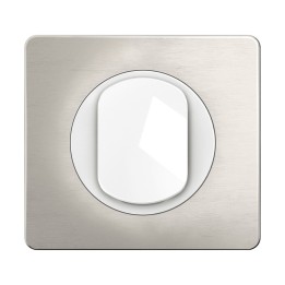 Legrand Céliane - Interrupteur ou va-et-vient blanc avec plaque de finition aluminium satiné - Complet - 1 poste - Réf : CP1701P