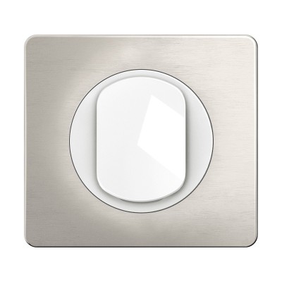 Legrand Céliane - Interrupteur ou va-et-vient blanc avec plaque de finition aluminium satiné - Complet - 1 poste - Réf : CP1701P
