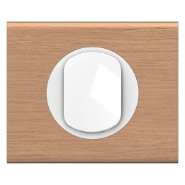 Legrand Céliane - Interrupteur ou va-et-vient blanc avec plaque de finition chêne - Complet - 1 poste - Réf : CP2401P