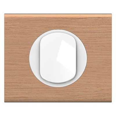 Legrand Céliane - Interrupteur ou va-et-vient blanc avec plaque de finition chêne - Complet - 1 poste - Réf : CP2401P