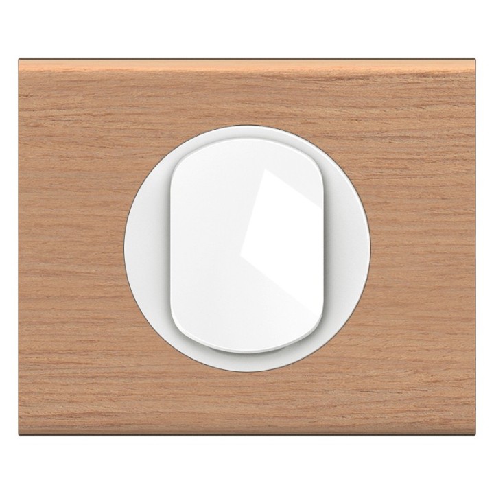 Legrand Céliane - Interrupteur ou va-et-vient blanc avec plaque de finition chêne - Complet - 1 poste - Réf : CP2401P