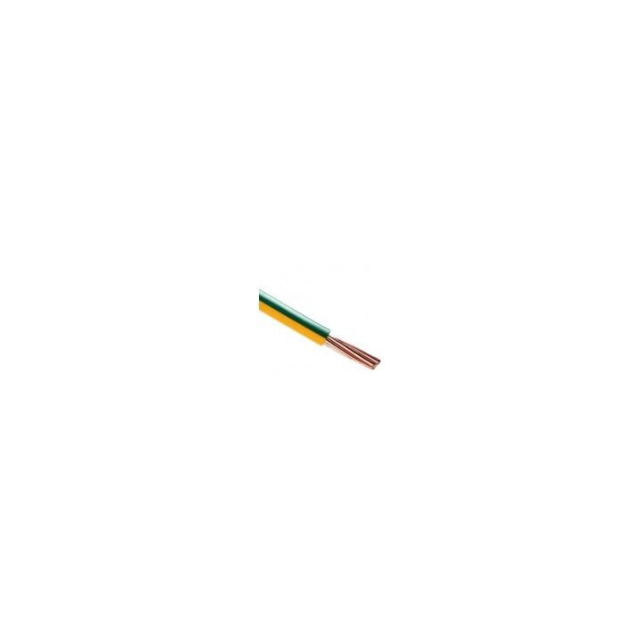 Fil H07 V-R (Rigide) 16 mm² - Coupe au mètre - Vert/jaune - Réf : HO7-VR16v/j
