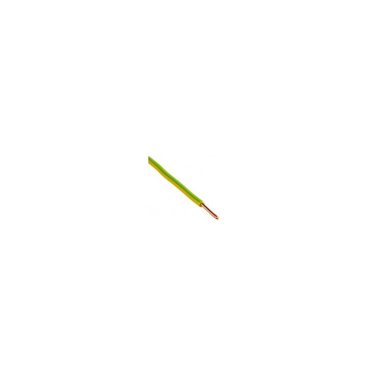 Fil H07  V-U (Rigide) 1,5 mm² - Couronne 100 m - Vert/jaune - Réf : 000105