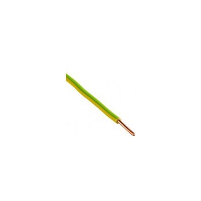 Fil H07  V-U (Rigide) 2,5 mm² - Couronne 100 m - Vert/jaune - Réf : 001005