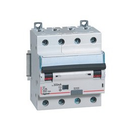 Legrand - Disjoncteur diff DX³ 6000 - vis/vis - 4P 400V~ - 10A - Type AC 300mA - Courbe C - 4 mod - Réf :  411204