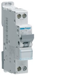 Hager -  Disjoncteur 1P+N 4.5-6kA - Courbe C - 40A - 1 module - A vis - Réf : MJT740