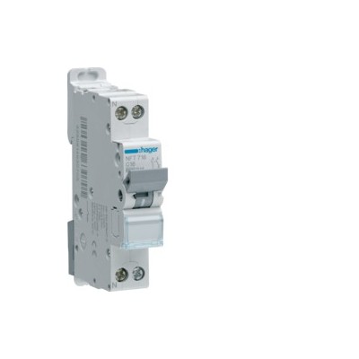 Hager -  Disjoncteur 1P+N 4.5-6kA - Courbe C - 40A - 1 module - A vis - Réf : MJT740