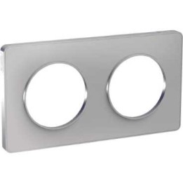 Schneider - Odace Touch - plaque alu - 2 postes - horiz. ou vert. entraxe 71mm - Réf : S530804