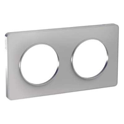 Schneider - Odace Touch - plaque alu - 2 postes - horiz. ou vert. entraxe 71mm - Réf : S530804