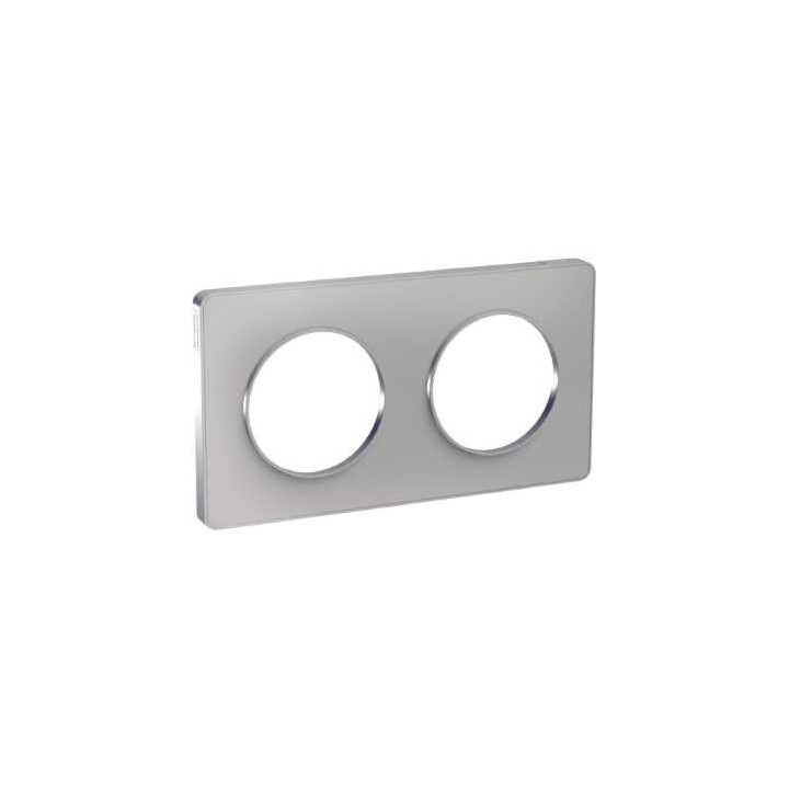 Schneider - Odace Touch - plaque alu - 2 postes - horiz. ou vert. entraxe 71mm - Réf : S530804