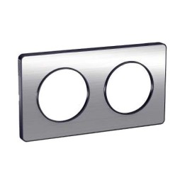 Schneider - Odace Touch, Plaque Aluminium Brossé Liseré Anth. 2 Post. Horiz./Vert. 71Mm - Réf : S540804J