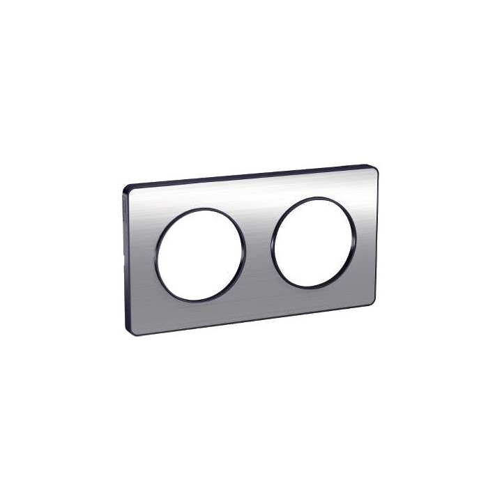 Schneider - Odace Touch, Plaque Aluminium Brossé Liseré Anth. 2 Post. Horiz./Vert. 71Mm - Réf : S540804J