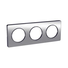 Schneider - Odace Touch, Plaque Aluminium Brossé Liseré Anth. 3 Post. Horiz./Vert. 71Mm - Réf : S540806J