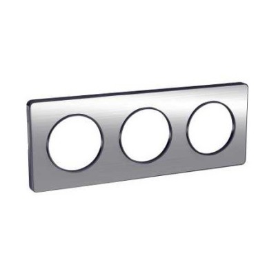 Schneider - Odace Touch, Plaque Aluminium Brossé Liseré Anth. 3 Post. Horiz./Vert. 71Mm - Réf : S540806J