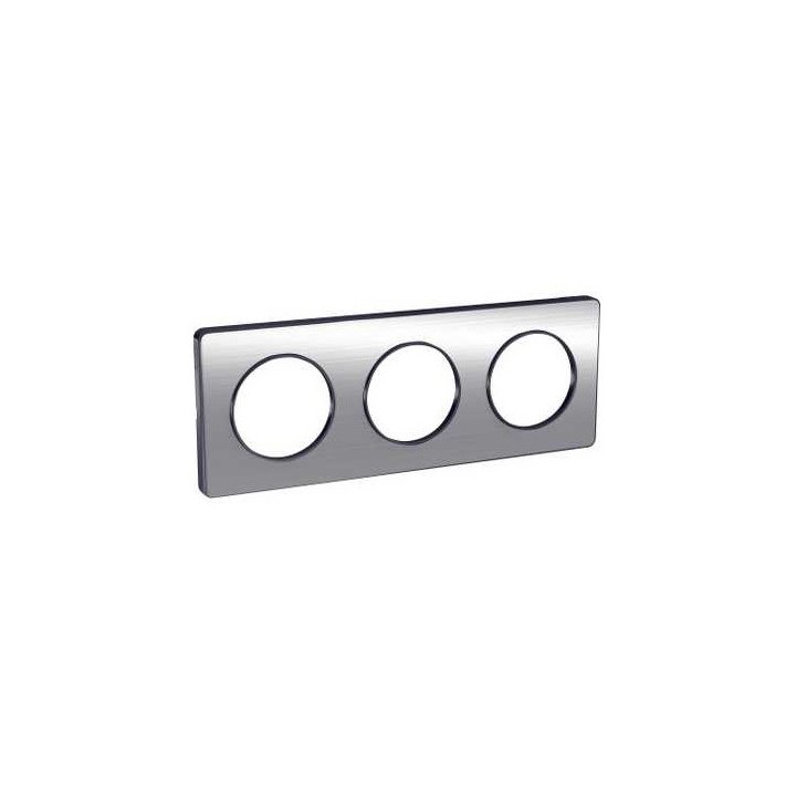 Schneider - Odace Touch, Plaque Aluminium Brossé Liseré Anth. 3 Post. Horiz./Vert. 71Mm - Réf : S540806J