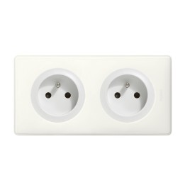 Legrand Céliane - Prise 2x2P+T Standard à puits - Ensemble blanc complet - Réf : FF006