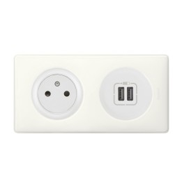 Legrand Céliane - Prise 2P+T + Prise Double USB - Ensemble blanc complet - Réf : FF009