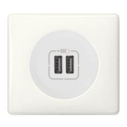 Legrand Céliane - Prise double chargeur USB - Ensemble Blanc complet - Réf : FF010