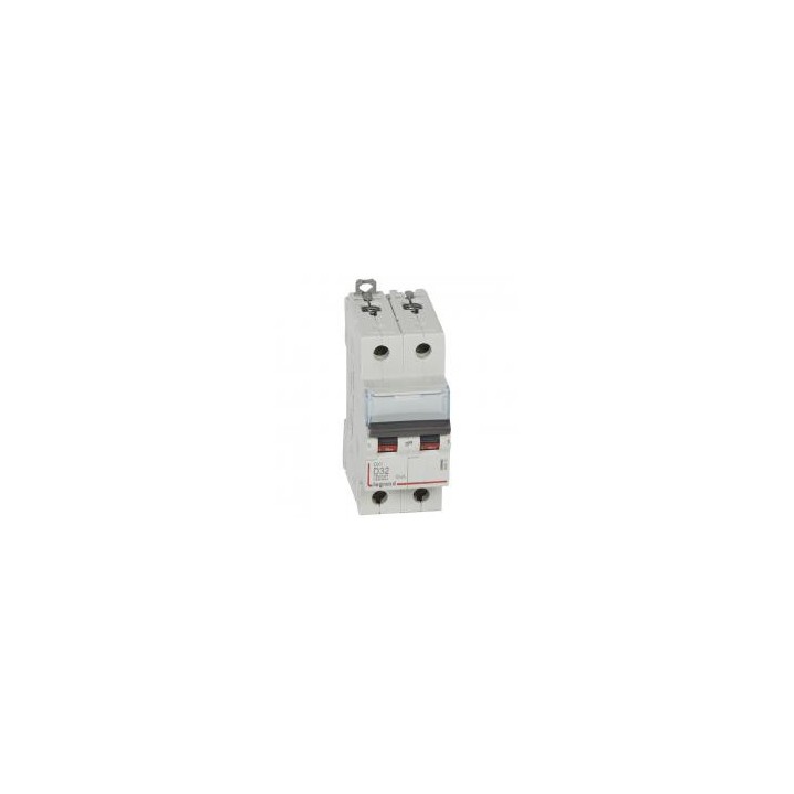 Legrand - Disjoncteur DX³6000 10kA - vis/vis - 2P-230/400V~ -32A -courbe D-peigne HX³ trad 2P-2M - Réf : 408018