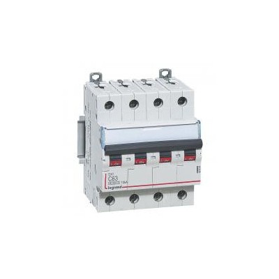 Legrand - Disjoncteur DX³ 6000 -vis/vis- 4P- 400V~-63A-courbeC-peigne HX³ trad 4P - 4M - Réf : 407904
