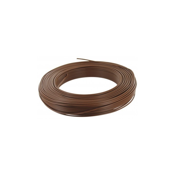 Fil H07  V-U (Rigide) 1,5 mm² - Couronne 100 m - Marron - Réf : 000805