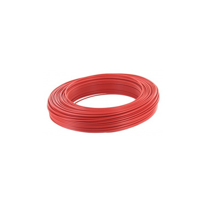 Fil H07  V-U (Rigide) 2,5 mm² - Couronne 100 m - Rouge - Réf : 001105