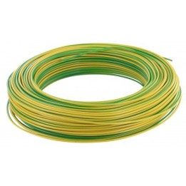 Fil H07  V-U (Rigide) 2,5 mm² - Couronne 100 m - Vert/jaune - Réf : 001005
