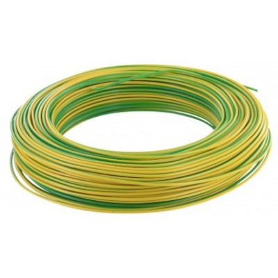 Fil H07  V-U (Rigide) 2,5 mm² - Couronne 100 m - Vert/jaune - Réf : 001005