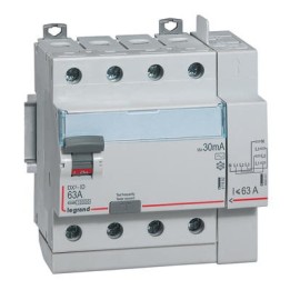 Legrand - Interrupteur différentiel DX³-ID arrivée haut à vis et départ haut auto - 4P 400V~ 63A AC 30mA - 5 m - Réf : 411653