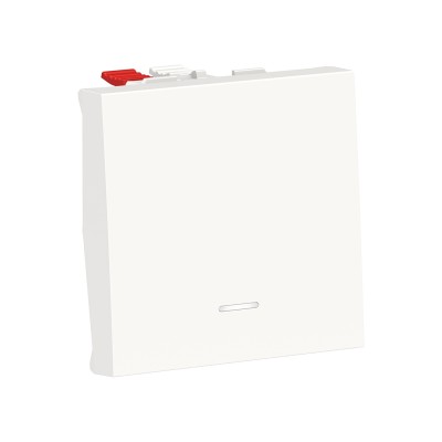 Schneider - Unica - Poussoir lumineux (localisation) - 10A - 2 mod - Blanc - méca seul - Réf : NU320618FN