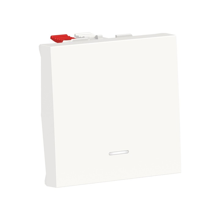 Schneider - Unica - Poussoir lumineux (localisation) - 10A - 2 mod - Blanc - méca seul - Réf : NU320618FN