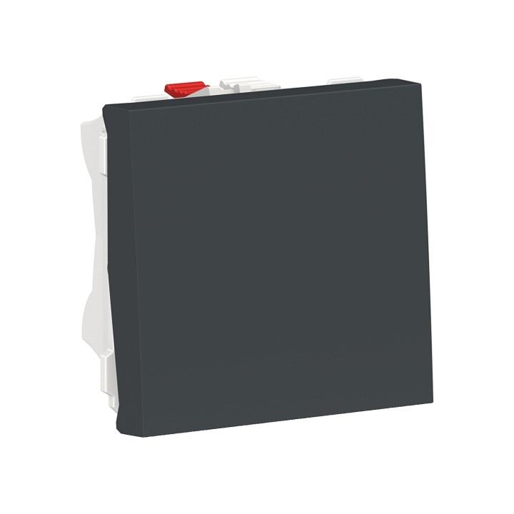 Schneider - Unica - Bouton-poussoir NO - 10A - connex rapid - 2 mod - Anthracite - méca seul - Réf : NU320654
