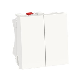 Schneider - Unica - Double Va-et-vient - 10A - connexion rapide - 2 mod - Blanc - méca seul - Réf : NU321318F