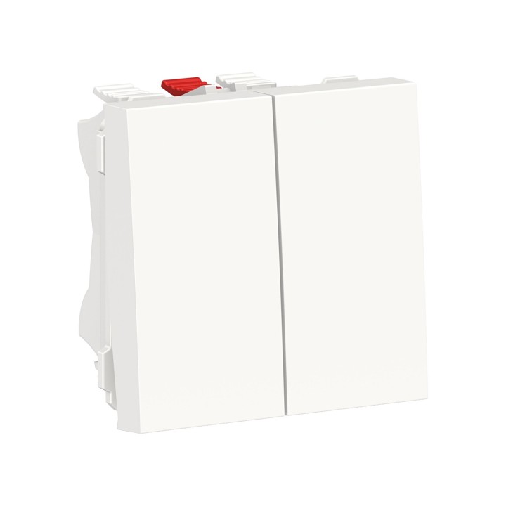 Schneider - Unica - Double Va-et-vient - 10A - connexion rapide - 2 mod - Blanc - méca seul - Réf : NU321318F
