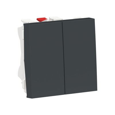 Schneider - Unica - Double Va-et-vient - 10A - connexion rapide - 2 mod - Anthra - méca seul - Réf : NU321354