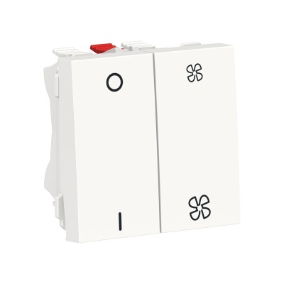 Schneider - Unica - Commande VMC - ON/OFF + 2 vitesses - 10A - 2 mod - Blanc - méca seul - Réf : NU321418
