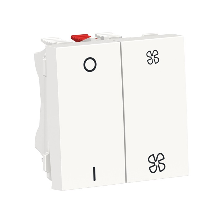Schneider - Unica - Commande VMC - ON/OFF + 2 vitesses - 10A - 2 mod - Blanc - méca seul - Réf : NU321418