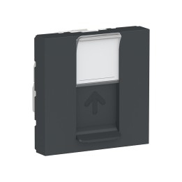 Schneider - Unica - Prise RJ45 simple - cat 6 STP - 2 mod - Anthracite - méca seul - Réf : NU341754