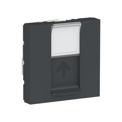 Schneider - Unica - Prise RJ45 simple - cat 6 STP - 2 mod - Anthracite - méca seul - Réf : NU341754