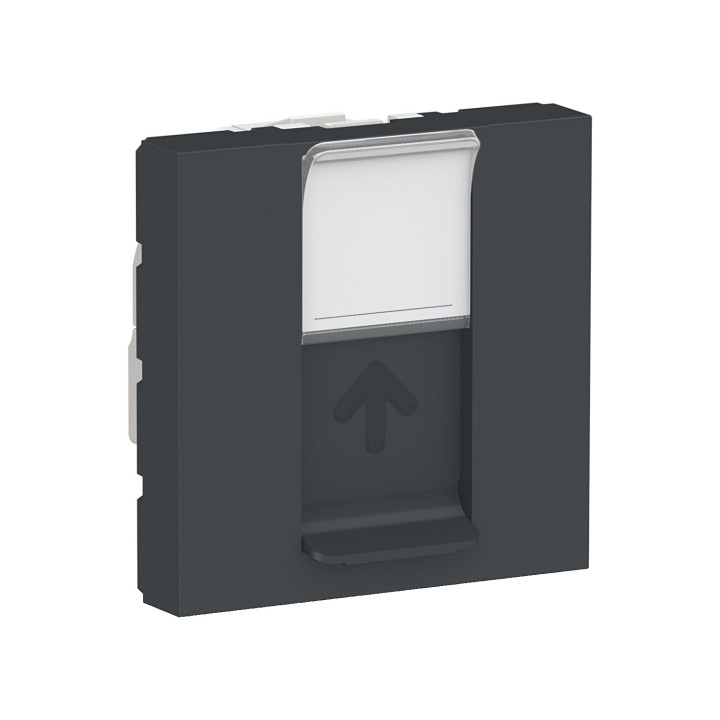 Schneider - Unica - Prise RJ45 simple - cat 6 STP - 2 mod - Anthracite - méca seul - Réf : NU341754