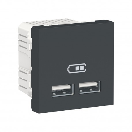 Schneider - Unica - Chargeur USB double - 5Vcc - 1A + 2,1A - 2