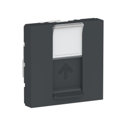 Schneider - Unica - Prise RJ45 simple - cat 6 FTP - 2 mod - Anthracite - méca seul - Réf : NU341954