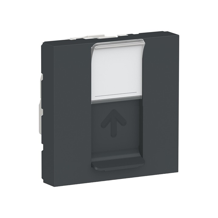 Schneider - Unica - Prise RJ45 simple - cat 6 FTP - 2 mod - Anthracite - méca seul - Réf : NU341954