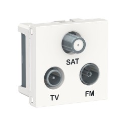 Schneider - Unica - Prise TV + FM + SAT - 2 mod - Blanc - méca seul - Réf : NU345018