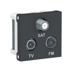 Schneider - Unica - Prise TV + FM + SAT - 2 mod - Anthracite - méca seul - Réf : NU345054
