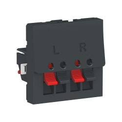 Schneider - Unica - Prise haut-parleur 2 sorties rouge + noir - 2 mod - Anthraci - méca seul - Réf : NU348654