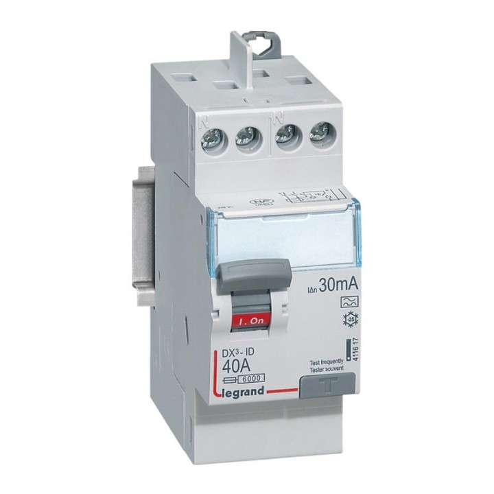 Legrand - Interrupteur différentiel bipolaire - type A 30mA arrivée haut/départ haut 40 A - Réf : 092836