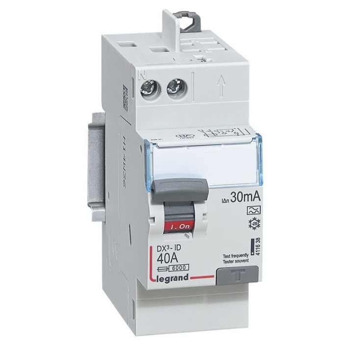 Legrand - Interrupteur differentiel bipolaire - type A 30mA - vis/auto - arrivée/départ haut 40 A - Réf : 092898