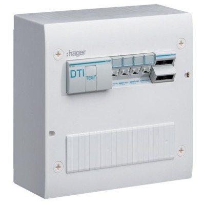 Hager - Coffret de com semi-équipé - Grade 2TV - 4 RJ45 - Réf : TN405
